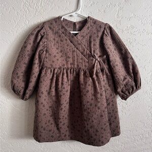 Zara Brown Kids Dress with Floral Pattern